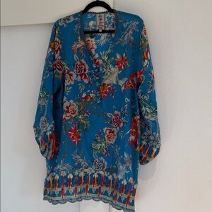 Johnny Was Blue Floral Top Tunic